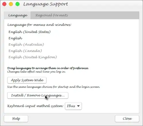 dialog with language options
