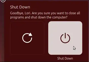shutdown icon in menu