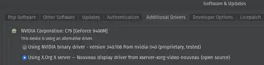 screenshot of Additional Drivers in Software & Updates