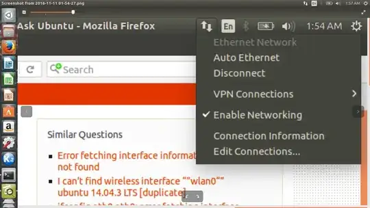 the screen shot of the problem wifi option is not there top right corner