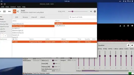 Rhythmbox and PulseEffects open