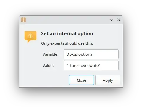 Pic: Synaptic "Set Internal Option"