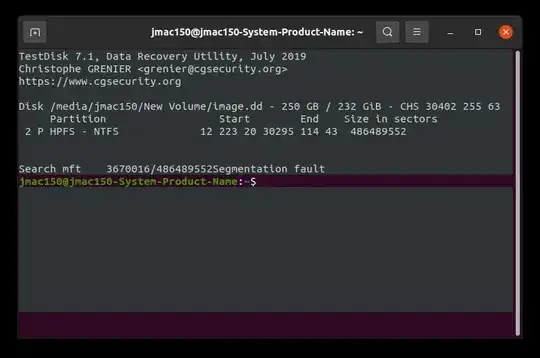 screenshot of Segmentation fault