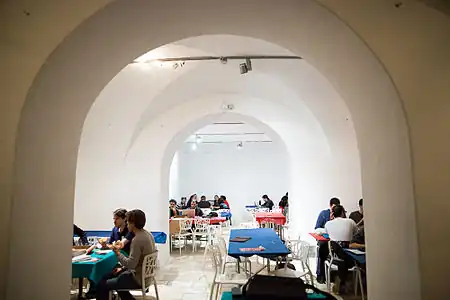 Working inside the Hansen House during a hackathon