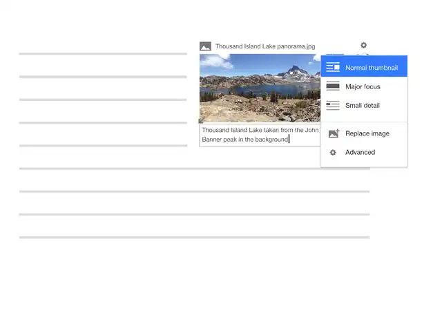 9. The options show layout presets, replace image, and advanced options. Clicking advanced will take them to the dialogue in image 5.