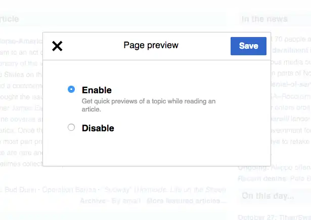 Select disable to disable the feature