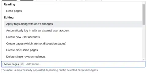 interactive menu to add/remove permissions by type