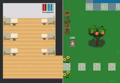 An animated room with an avatar named Lea beside it.