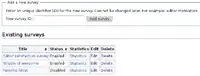 Special:Surveys listing the available surveys