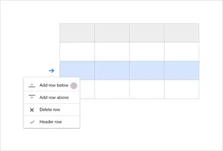 8. A variation of column/row controls, in which all actions are in one dropdown menu