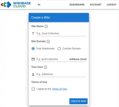 Wikibase cloud create wiki form