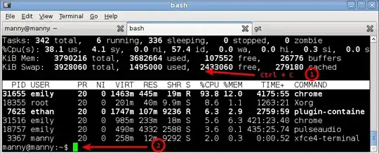 ss of xfce w/ top Ctrl+C