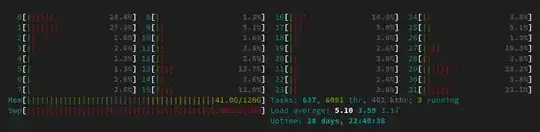 htop output