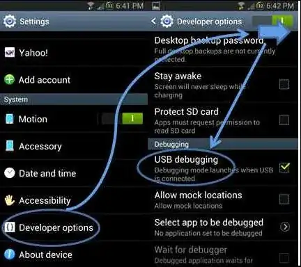Enabling USB Debugging