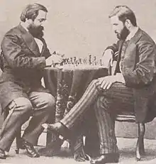 Image 1Georgian writers, Ilia Chavchavadze and Ivane Machabeli playing chess in Saint Petersburg, 1873 (from Chess in the arts)