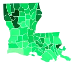 Support for Campbell by parish:&nbsp;&nbsp;35–40%&nbsp;&nbsp;30–35%&nbsp;&nbsp;25–30%&nbsp;&nbsp;20–25%&nbsp;&nbsp;15–20%&nbsp;&nbsp;10–15%&nbsp;&nbsp;5–10%&nbsp;&nbsp;<5%