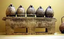 Image 25Geometric-style box in the shape of a barn. On display in the Ancient Agora Museum in Athens, housed in the Stoa of Attalus. From early geometric cremation burial of a wealthy pregnant woman, 850 BC. (from Greek Dark Ages)