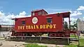 A caboose at the Toy Train Depot in July 2022