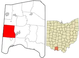 Location in Adams County and the state of Ohio.