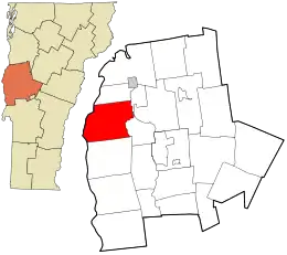 Location in Addison County and the state of Vermont.