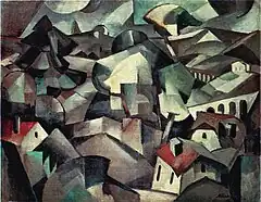 Albert Gleizes, 1911, Paysage (Landscape, Les Maison), oil on canvas, 71 x 91.5 cm. Reproduced frontispiece catalogue Galeries Dalmau, Barcelona, 1912