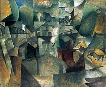Albert Gleizes, 1912, Les ponts de Paris (Passy), The Bridges of Paris (Passy), oil on canvas, 60.5 x 73.2 cm, Museum Moderner Kunst (mumok), Vienna. Published in Du "Cubisme", 1912