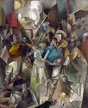 Albert Gleizes, 1912–13, Les Joueurs de football (Football Players), oil on canvas, 225.4 × 183 cm, National Gallery of Art, Washington D.C.