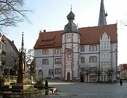 Alfeld town hall, behind St. Nicolai