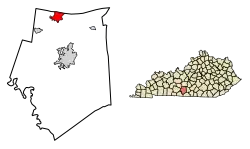 Location of Cave City in Barren County, Kentucky.