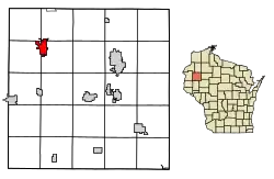 Location of Cumberland in Barron County, Wisconsin.
