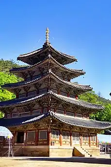 Palsangjeon is believed to be the oldest and tallest  pagoda found in Korea. It is one of only 2 wooden pagodas in the country.