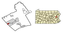 Location of Lansford in Carbon County, Pennsylvania