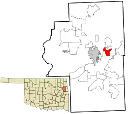 Location within Cherokee County and the state of Oklahoma