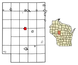 Location of Greenwood in Clark County, Wisconsin.