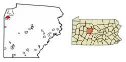 Location of DuBois in Clearfield County, Pennsylvania.