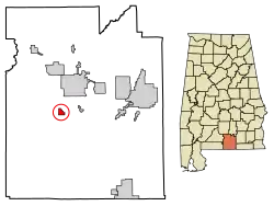Location of Carolina in Covington County, Alabama.