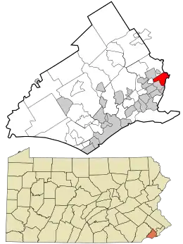 Location in Delaware County and the U.S. state of Pennsylvania.