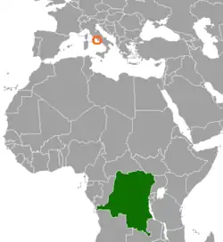 Map indicating locations of Democratic Republic of the Congo and Holy See