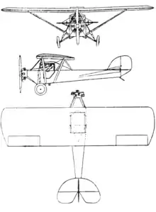 Elias Aircoupe 3-view drawing from Le Document aéronautique March,1929