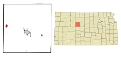 Location within Ellis County and Kansas