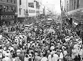 Image 34Soldiers and crowds in Downtown Miami 20 minutes after Japan's surrender ending World War II (1945). (from History of Florida)