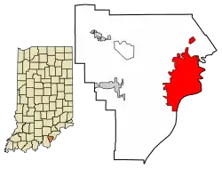 Location of New Albany in Floyd County, Indiana.