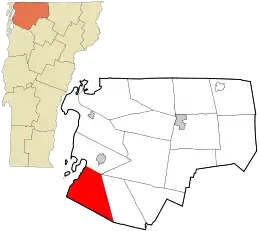 Location in Franklin County and the state of Vermont.