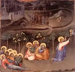 Christ in the Garden of Gethsemane (1430–35) tempera on wood (29&nbsp;cm x 30&nbsp;cm) Pinacoteca Vaticana