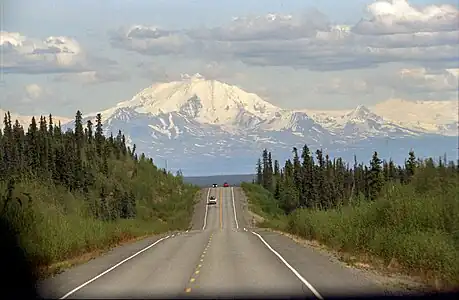The Glenn Highway, eastbound near Glennallen, is part of A-1.