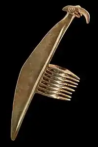 Halberd-axe head with the head of a mouflon. Late 2nd millennium–early 1st millennium BC. From Amlash, Gilan, Iran.