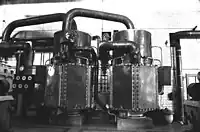 A large evaporator in a machinery hall