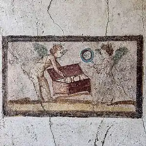 Exedra erotes exploring Venus' jewelry box