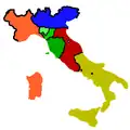 1859: Kingdom of Sardinia Kingdom Lombardy–Venetia Duchies Parma–Modena-Tuscany Papal States Kingdom of the Two SiciliesOn the eve of the Second Italian War of Independence