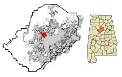 Location in Jefferson County and the state of Alabama